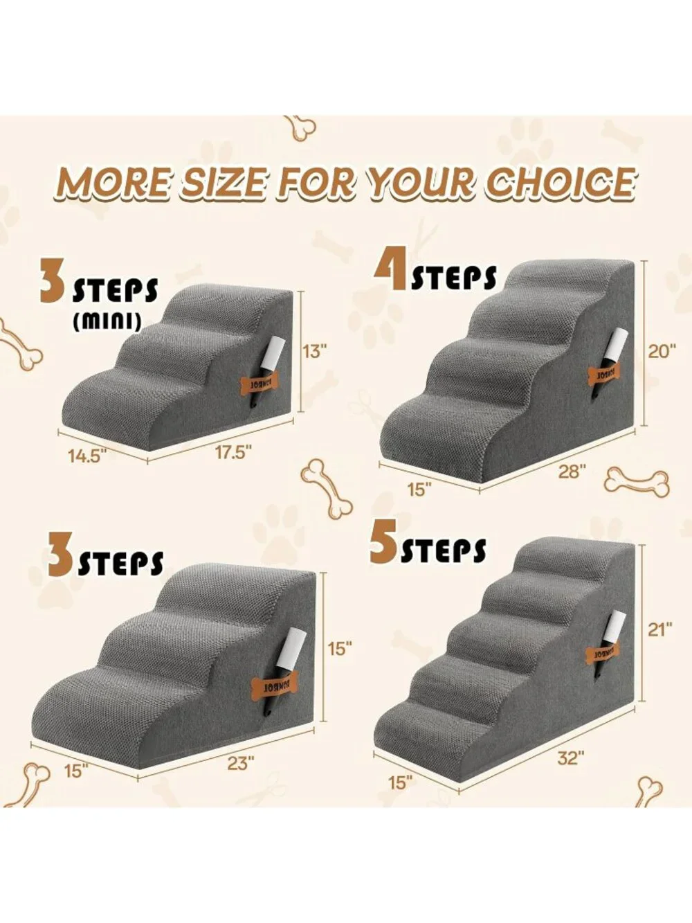 New Dog Stairs Ramp for Beds Couches, Extra Wide Pet Steps with Durable Non-Slip